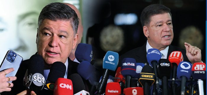 Carlos Viana falando à imprensa durante a CPMI do INSS